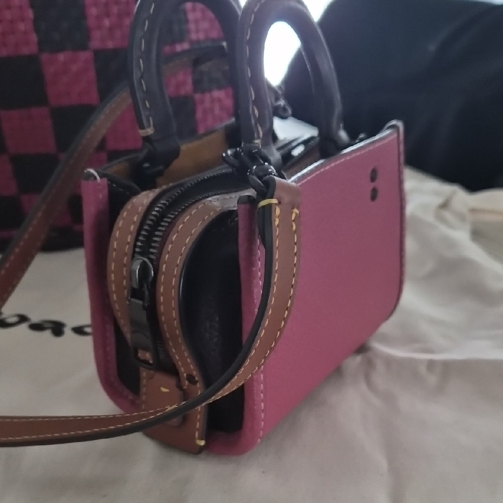 Coach Pink and Brown Mini Bag